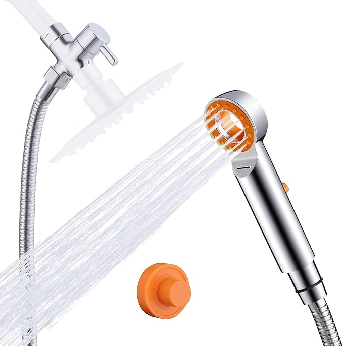 Dog Shower Attachment, 3 Mode Handheld Sprayer with ON/OFF Switch, G1/2" Metal Diverter, 100 Inches Stainless Steel Hose, No Drill Holder, for Pet and Dog Washing in Bathroom