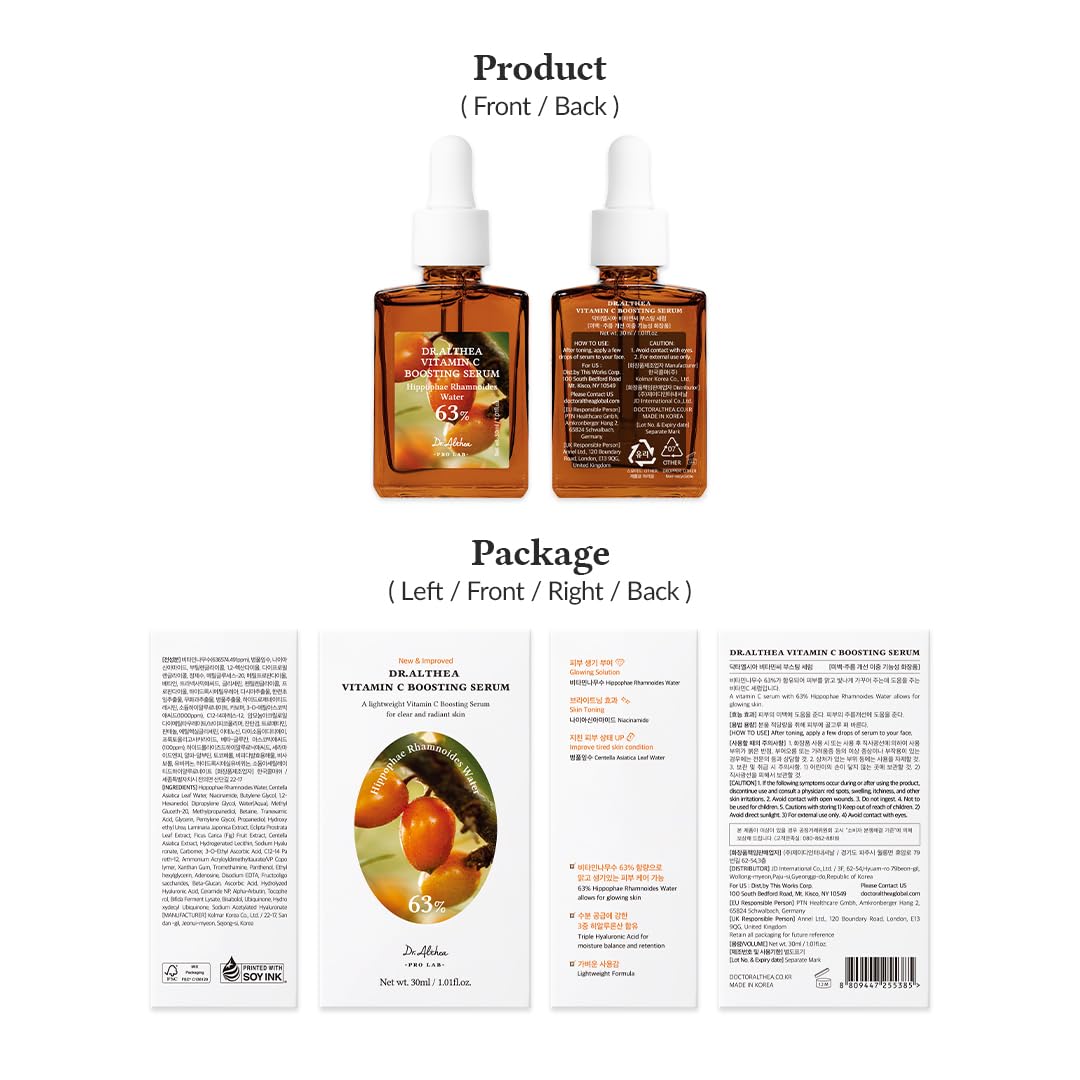 Dr.Althea Vitamin C Boosting Serum | Daily Facial Serum with TRANEXAMIC ACID for All Skin Types | Helps Remove Dark Spots & Uneven Skin Tone | Korean Vegan Skin Care (Vitamin C Boosting RENEWED)