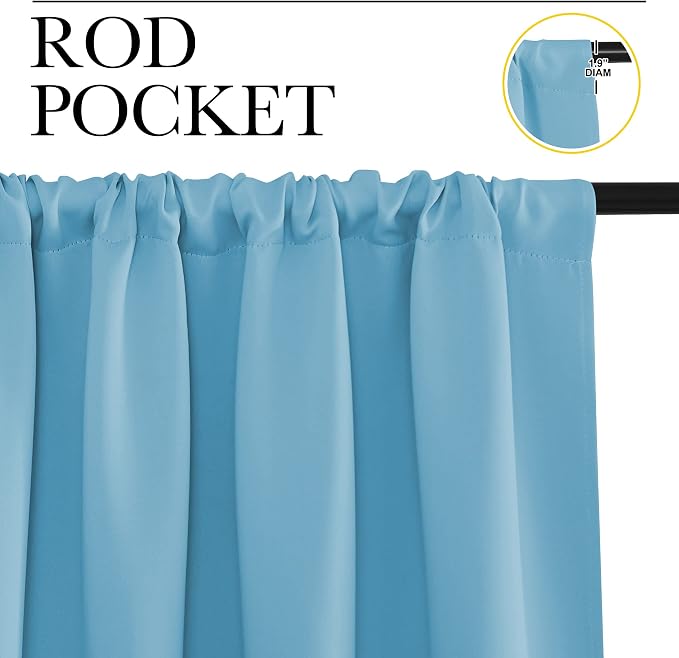 NICETOWN Living Room Curtains, Teal Blue, 1 Pair, 70 x 84-inch, Home