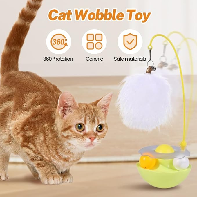 Interactive Cat Feather Toys, 2025 New Catnip Toy, Multifunctional Cat Teaser, Durable Track Ball Pet Toy for Indoor Play, Premium Pet Exercise Toy for Kittens and Adults (Indigo)
