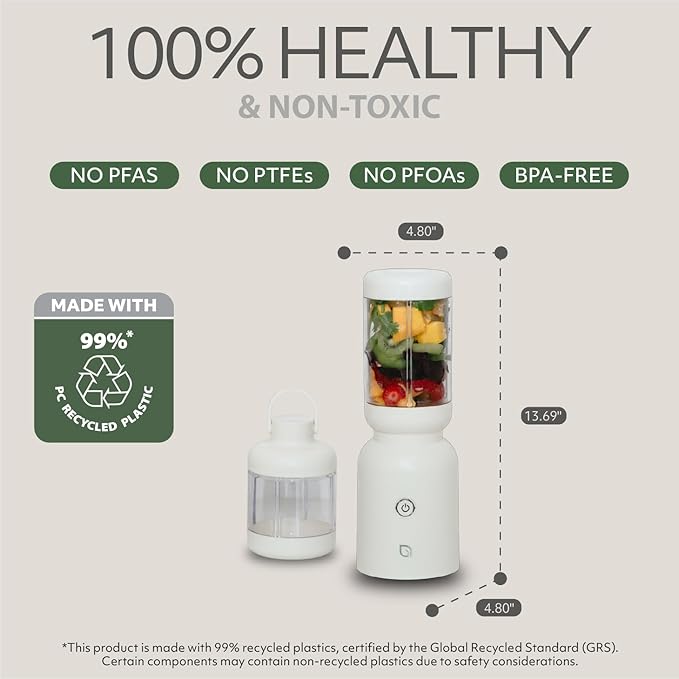 WILLOW Eco Series Warrior Blender, Compact Personal Blender for Smoothies, Shakes & Ice Crushing, One-Button-Operation Smoothie Maker, 600 Watt Base, Includes 30 OZ Cup + To-Go Cup with 2 Lids