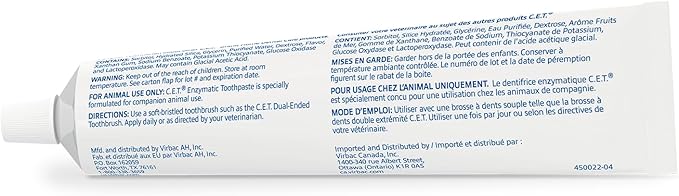 Virbac Toothpaste for Dogs and Cats, Seafood flavor