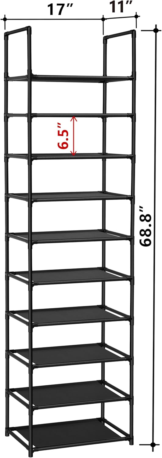 FIDUCIAL HOME 10 Tiers Shoe Rack 20-25 Pairs Sturdy Shoe Shelf