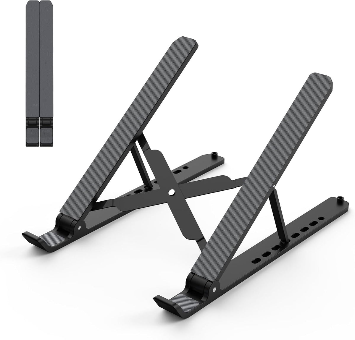 Laptop Stand for Desk, Adjustable Laptop Riser ABS+Silicone Foldable Portable Notebook Holder, Ventilated Cooling Notebook Mount Computer Stand for 10-15.6” Laptops,Tablets-Black