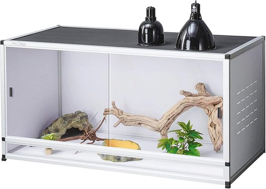 PVC Reptile Enclosure 40*17*17" Large Reptile Terrarium Habitat Tank for Bearded Dragon Gecko Lizard Snake, 50 Gallon Wide Breeding Lounge Vivarium Area with Sliding Doors Lock for Crawling Pet