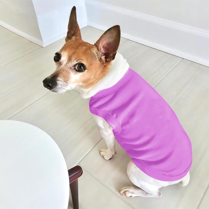 Custom Dog Clothes Shirts for Small Large Dogs Breathable Pet Shirt Customized Image Text Sleeveless Tank Tops for Puppy Cats Customize Pets Apparel Gifts, Light-Purple, L