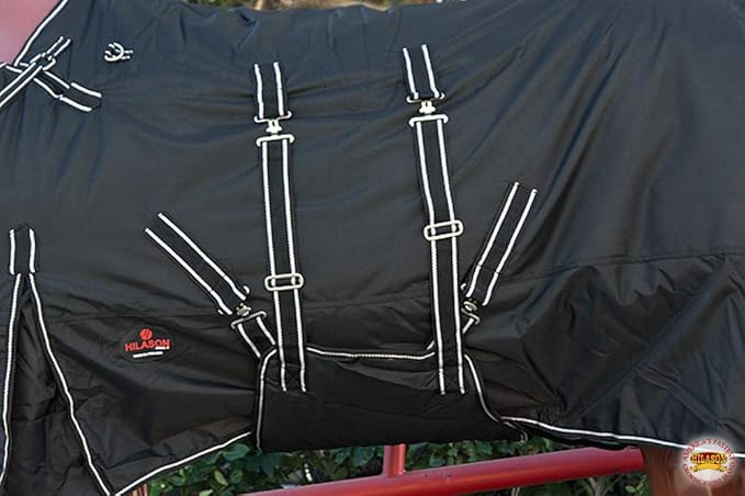 Black 69 in HILASON 1200D Winter Waterproof Poly Horse Turnout Blanket Belly Wrap
