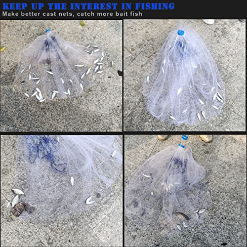 Drasry Saltwater Fishing Cast Net 3/8 and 1/4 Mesh with Heavy Duty Gray Sinker American Monofilament Fish Throw Net for Bait Trap 3FT 4FT 5FT 6FT 7FT 8FT 9FT Radius - size: 7FT Radius, style: 3/8 Mesh 1 Lb/Ft