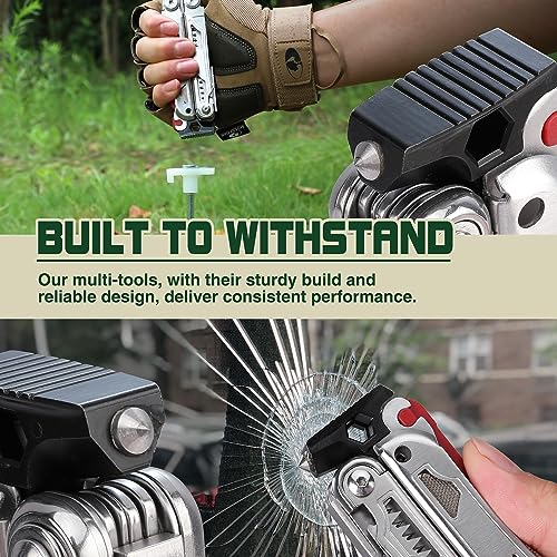 MOSSY OAK 19-in-1 Multitool Pliers Stainless Steel Self-Locking | Includes fire starter, window breaker, whistle, and sheath for camping, hiking, survival, and outdoor adventures - style: 19-in-1 Self-Locking EDC Tool