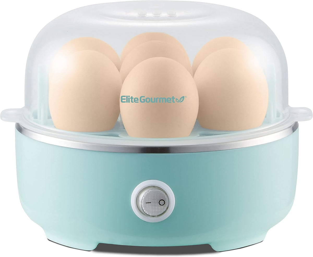 Elite Gourmet EGC115B Easy Egg Cooker Electric 7-Egg Capacity, Soft, Medium, Hard-Boiled Egg Cooker with Auto Shut-Off, Measuring Cup Included, BPA Free, Classic Black