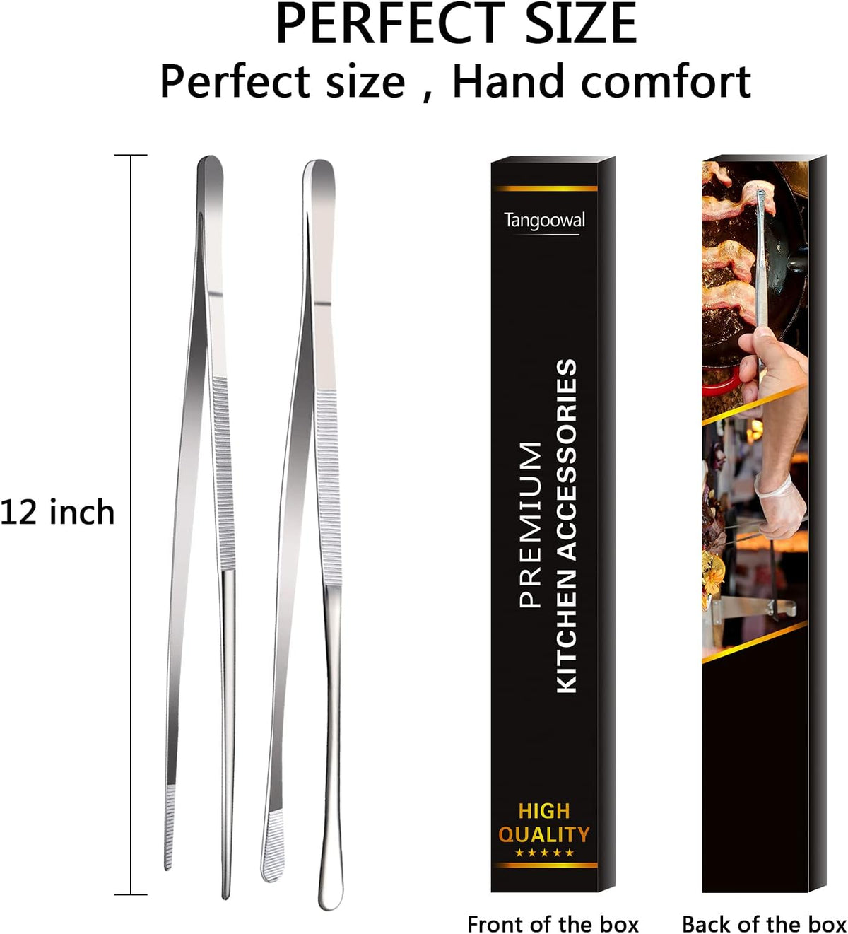 2 Pcs 12-Inch Fine Tweezer Tongs,Extra-Long Stainless Steel Tweezers Tongs