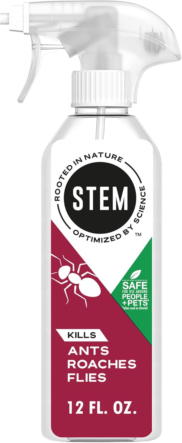 STEM Kills Ants, Roaches and Flies: Plant-Based Active Ingredient Bug Spray, Botanical Insecticide For Indoor And Outdoor Use; 12 fl oz (Pack Of 1)