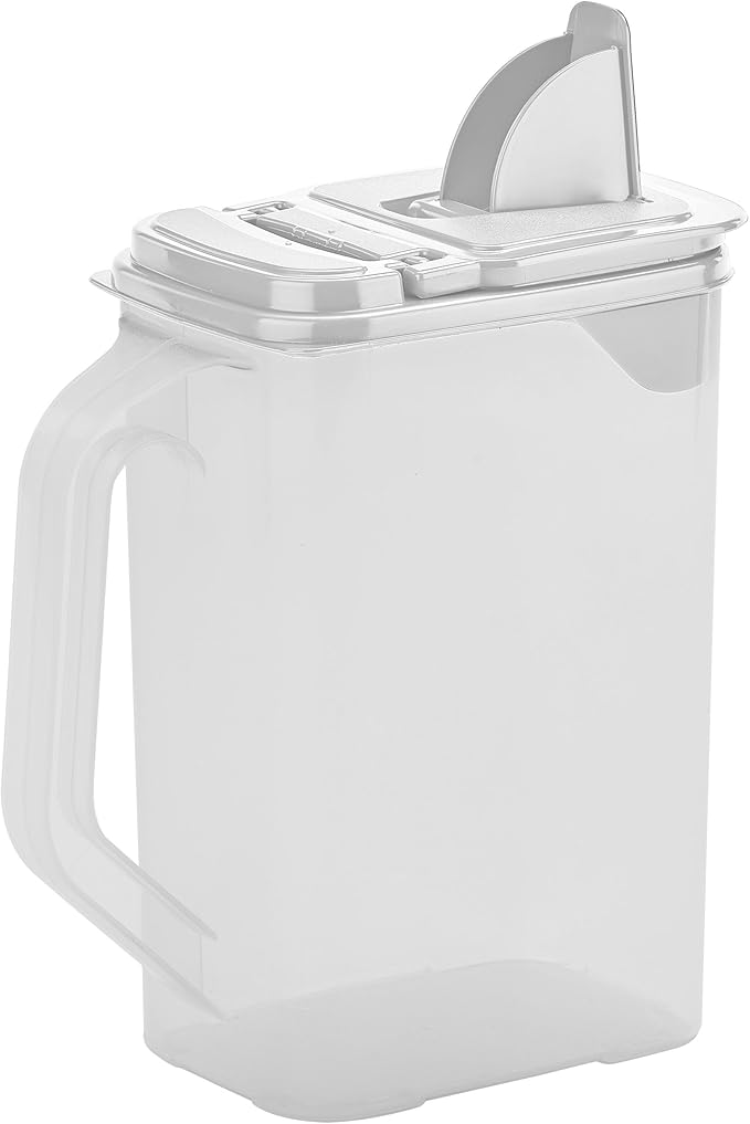 Buddeez Kitchen Pantry Container - Easy Grip Handle for Mess Free Use - Flour and Sugar Storage Made Simple - 4 Quart White Lid