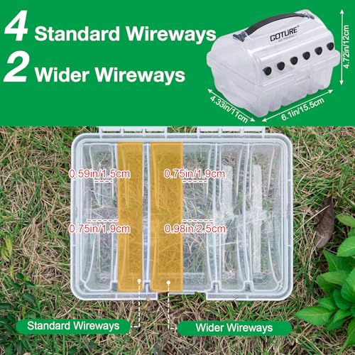 Goture Fishing Line Storage Box 1/2Pcs, 6(2 Large + 4 Standard) Slots Fishing Line Case, PP Clear Visibility Fishing Line Organizer, Silicone Holes Line Spool Box - style: 4Pcs - 6 Slots Spool Storage Box