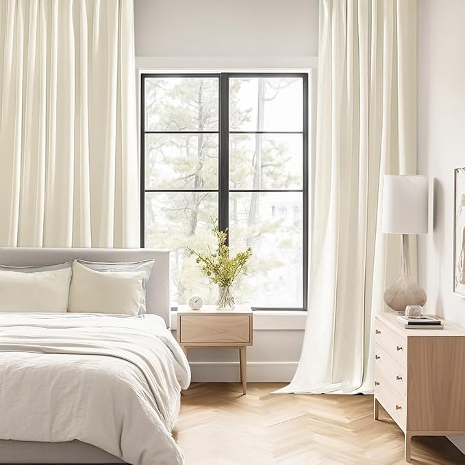 MIULEE Birch Back Tab Blackout Curtains 84 Inch Length 2 Panels Set