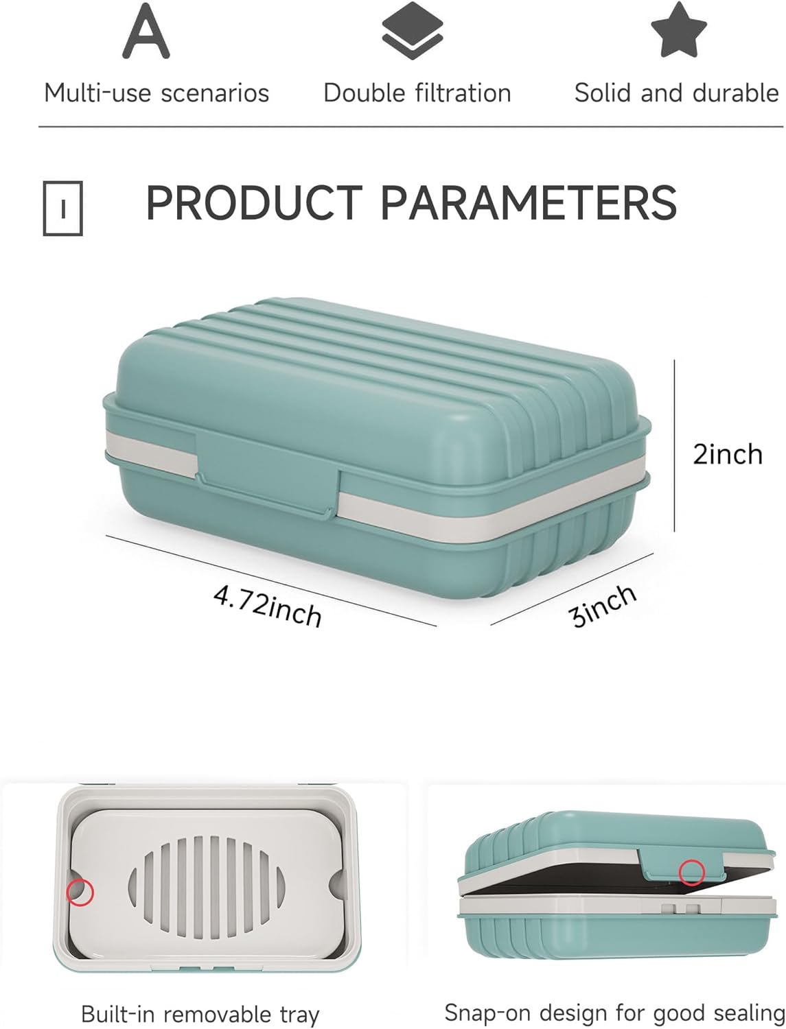 Travel Soap Holder with Lid - Draining Soap Box for Shower -Compact Travel Soap Case Leak-Proof Design for Camping, Hiking, Gym & Outdoor Use | Keeps Soap Dry & Hygienic