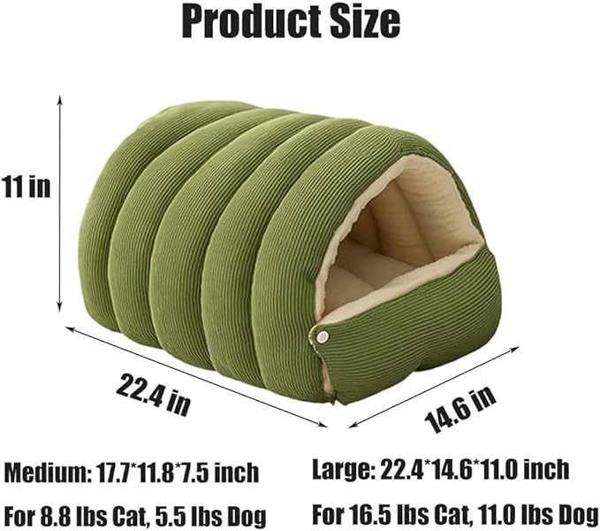 CutyPet Winter Cave,Warmth Cozy Comfort Plush Pet Cave,Cute Cozy Safe Hideaway Cat Bed with Removable Cushion,Warm Soft Removable Washable for Cats and Dogs (Black Plaid, M: 18.89 * 11.81 * 7.87 in)