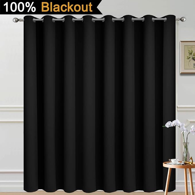 Yakamok 100% Blackout Sliding Door Curtains, Thermal Insulated Grommet Full