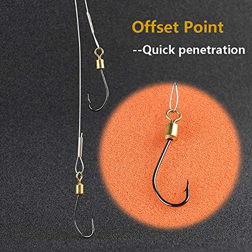 Dyxssm Fishing Hook and Leader, Fishing Rig Hooks with Wire Line Leader - size: 18#
