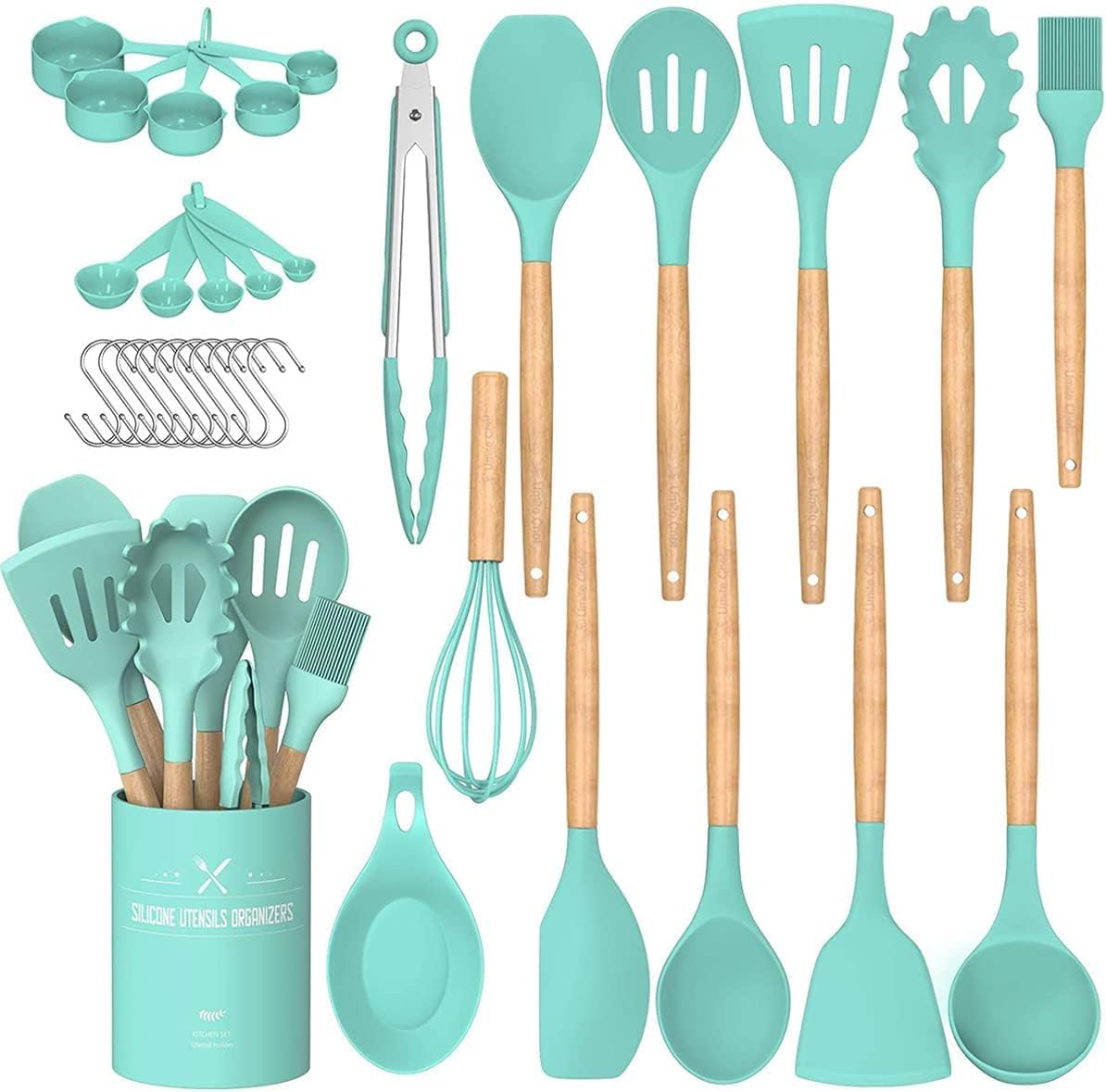 Umite Chef 33‑Piece Silicone Cooking Utensils Set with Holder