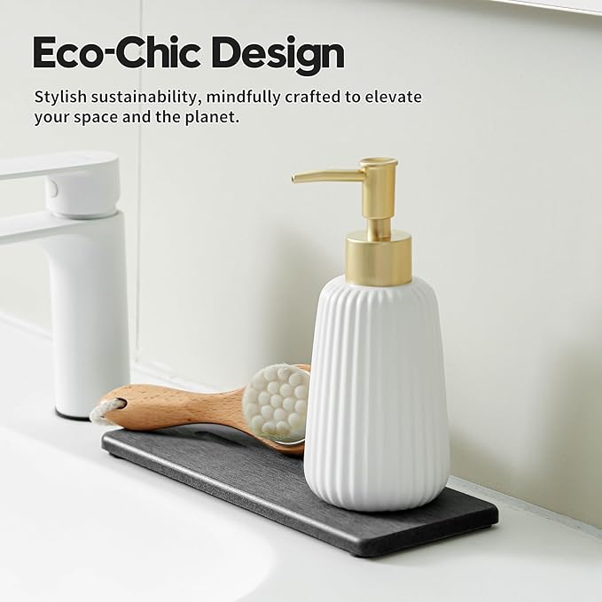 2 Pack Diatomite Stone Sink Tray, Water Absorbing Mat for Kitchen & Bathroom Counter, Quick Dry Soap Dish Makeup Vanity Caddy,Sponge Holder Organizer, Dark Gray - 2pcs of 9"x 3.5"
