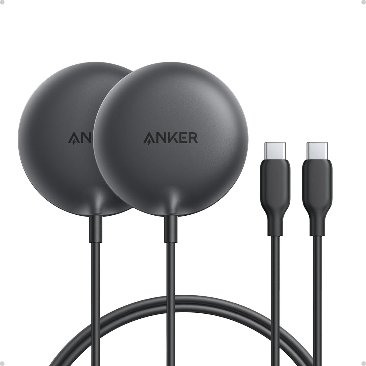 Anker Zolo Magnetic Wireless Charger, 2-Pack Qi2 Certified 15W MagSafe-Compatible Wireless Charging Pad, for iPhone 17/16/15/14/13 Series, AirPods, and More (Not for Pixel, Adapter Not Included)