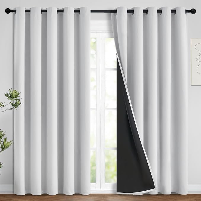 Yakamok 100% Blackout Curtains 84 Inches Long, 2 Thick Layers Heat and Full
