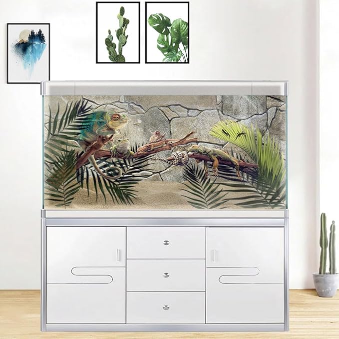 72X18IN Marble Aquarium Background, Art Marble Aquarium Background, Natural Marble Glass Terrarium Background with 8 EVA Double-Sided Tape