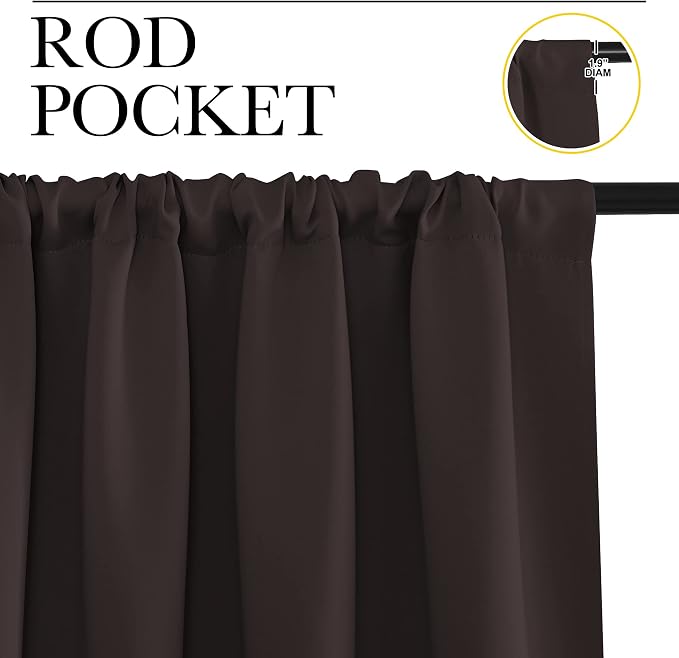 NICETOWN Window Curtains for Bedroom, Toffee Brown, 2 Panels, W42 x L48 -Inch