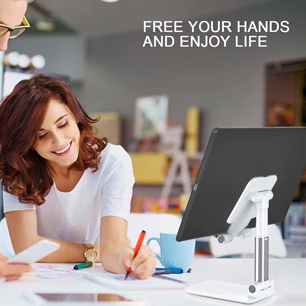 2 Pcs Cell Phone Stand, Adjustable Angle Height Phone Stand for Desk, Fully Foldable/Portable Phone Holder, Compatible for iPhone 16/15/14/13/12/Smartphones