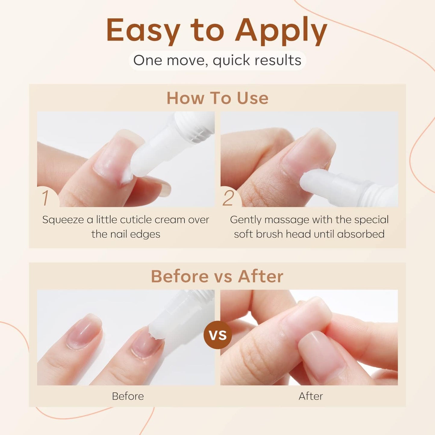 modelones Cuticle Cream, Ultra-Hydrating Nail Care for Damaged Nails Organic Jojoba Oil Vitamin E, Cuticle Non-greasy Dry Cracked Cuticles 15ML