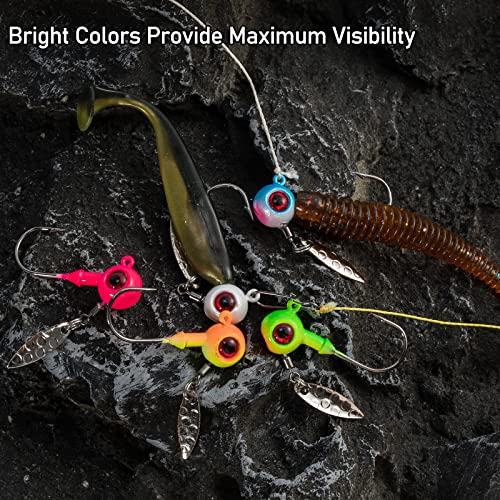 Dr.Fish 10 Pack Crappie Fishing Jigs Stand Up Round Jig Heads Painted Fishing Lure Spinner Blade Walleye Bass Trout Bluegill Freshwater Saltwater - color: Pink, size: 1/4oz-Hook #1