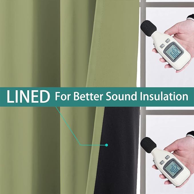 Yakamok 100% Blackout Window Curtain Panels, Heat and Full Light Blocking Drapes