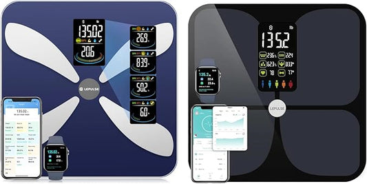 Smart Scale for Body Weight and Fat - Weight Scale with Large Display, LEPULSE Body Fat Scale with BMI Body Fat Muscle Mass Body Composition Monitors, Bathroom Scale