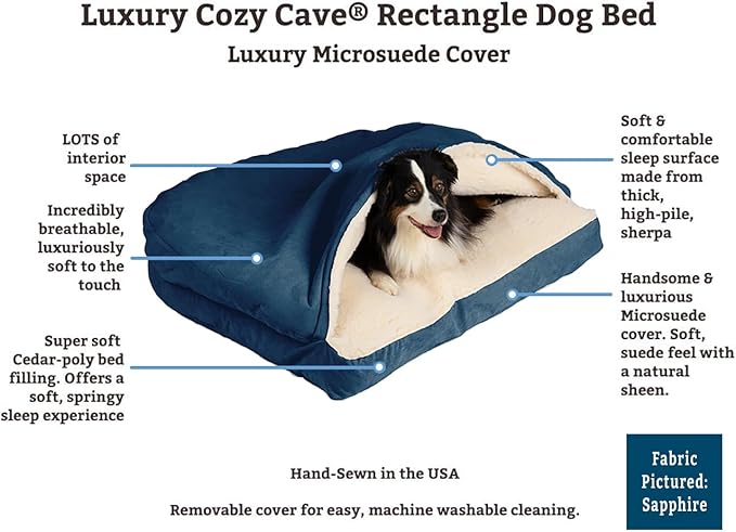 Snoozer Pet Products Luxury Rectangle Cozy Cave Dog Bed with Microsuede, Medium, Anthracite