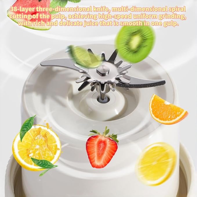 Portable Wireless Juicer Cup, 45oz Extra Large Capacity, 1300 mAh Battery Offers Extremely Long Battery Life, Dual Lid Compact Travel Drinking Cup for Office Outdoor, Picnic (PP-White)