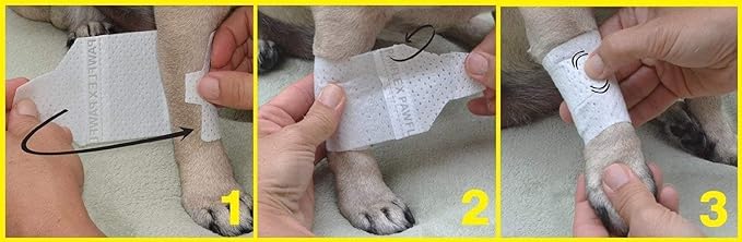 Basic Leg Bandages for Dogs, Cats Pets - First-Aid Non Adhesive Fur Friendly, Soft Stretch Wound Care, Hot Spots, Fungus, Adjustable Fastening Strap Value Pack (2XS/XS 20-Pack)