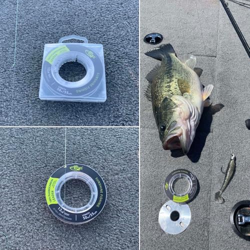 SF 100% Pure Fluorocarbon Leader Material Fishing Line Virtually Invisible Shock Resistant Increased Sensitivity Sink Fast Clear 55yd - color: Clear, size: 55Yds-12LB