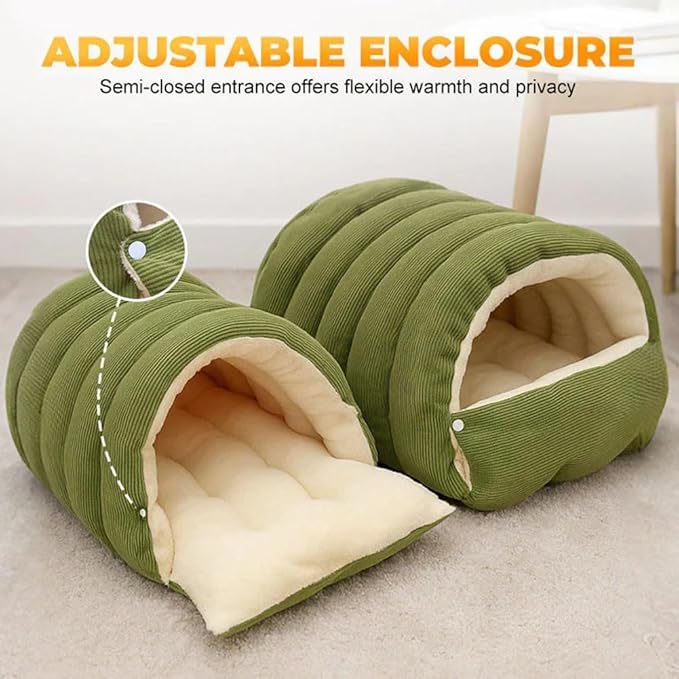 CutyPet Winter Cave,Warmth Cozy Comfort Plush Pet Cave,Cute Cozy Safe Hideaway Cat Bed with Removable Cushion,Warm Soft Removable Washable for Cats and Dogs (Black Plaid, M: 18.89 * 11.81 * 7.87 in)