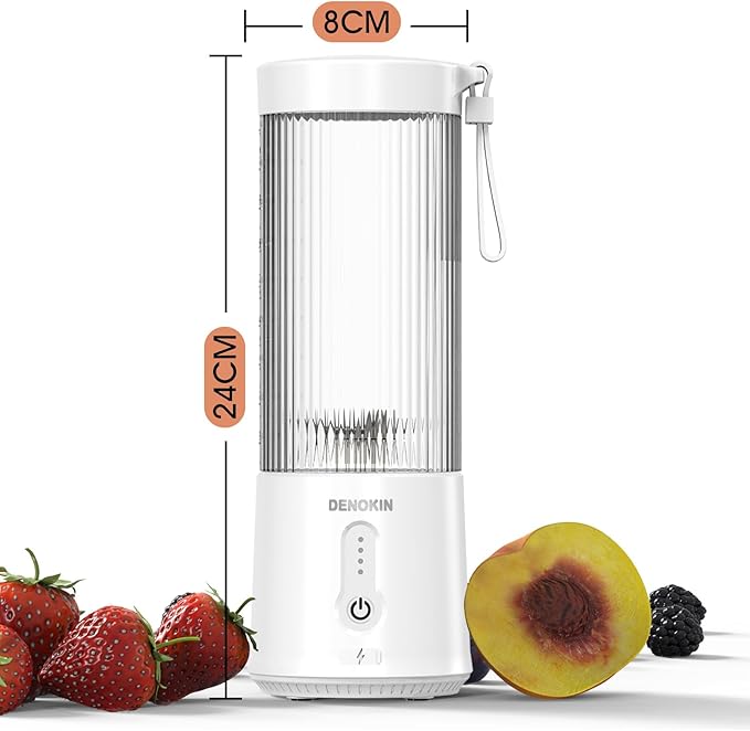 DENOKIN Portable Blender 16oz Vessel, Cordless Personal Size Small Blender for Shakes and Smoothies with 6 Blade for Kitchen, Home, Travel