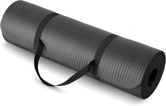 1/2 Inch Extra Thick Exercise Yoga Mat with Carrying Strap, Cushioned Support, for Fitness and Gym Workouts
