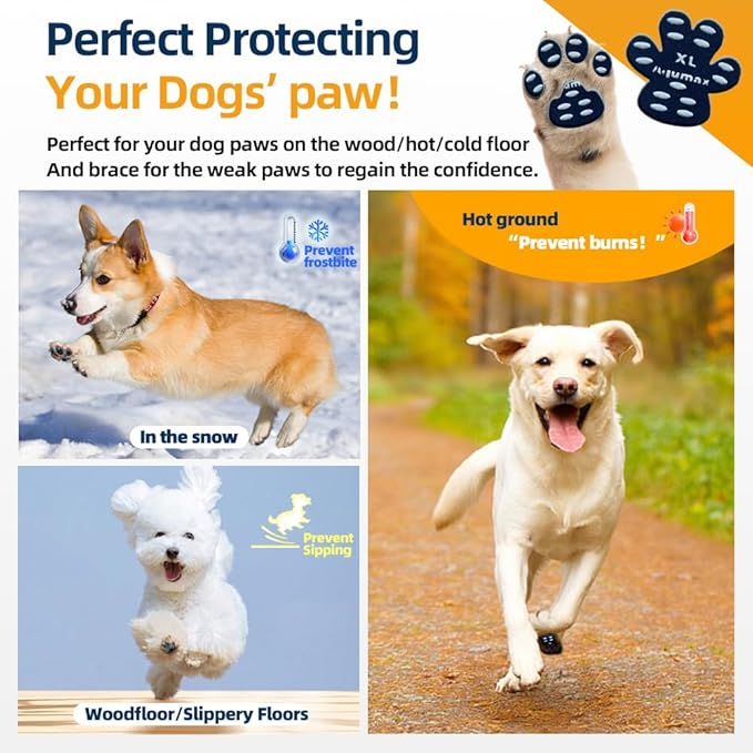 Dog Anti Slip Paw Grips Traction Pads,Dog Feet Stickers with Stronger Self-Adhesive Paw Pad Provide Traction for Senior, Injured Dogs,12 Sets (48 pcs) XL Multicolor
