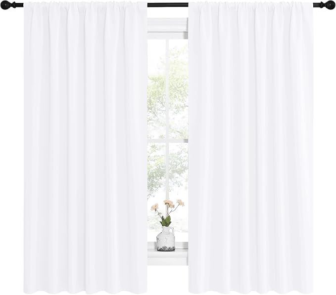 NICETOWN White Curtains, 50% Light Blocking Curtain Panels