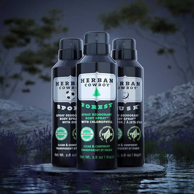 Herban Cowboy Dusk Body Spray Deodorant with Hints of Cedar, Lavendar, Lime, and Sandalwood (2.8 oz)