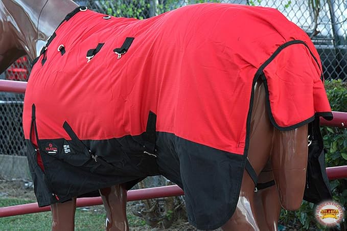 HILASON 1200D Winter Waterproof Poly Horse Turnout Blanket Belly Wrap Red | 82 in