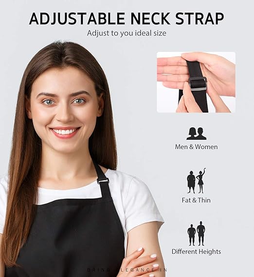Syntus Adjustable Bib Apron with 2 Pockets Cooking Kitchen Aprons for Women Men Chef