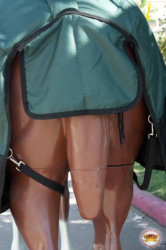 HILASON 1200D Winter Waterproof Poly Horse Turnout Blanket Belly Wrap Green | 78 in