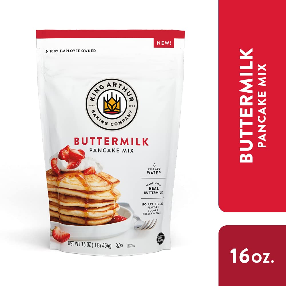 King Arthur Buttermilk Pancake Mix Just Add Water, Sourced Non-GMO, Certified Kosher, 16 Oz