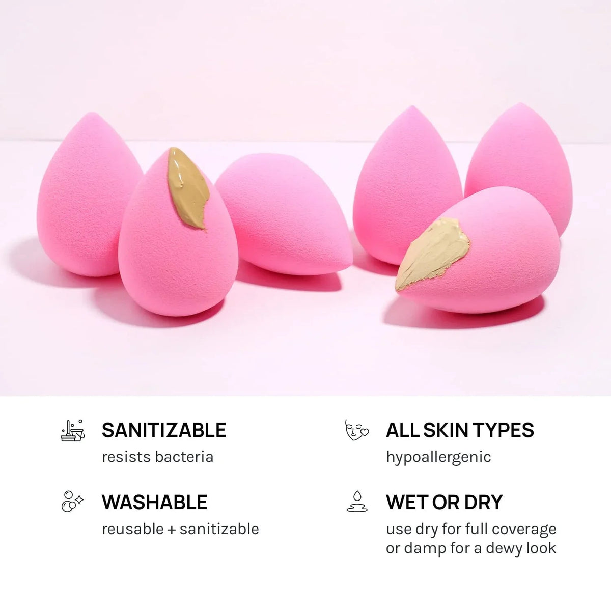 AOA Studio Latex-Free Makeup Sponge Set of 6, Super Soft for Powder, Cream & Liquid