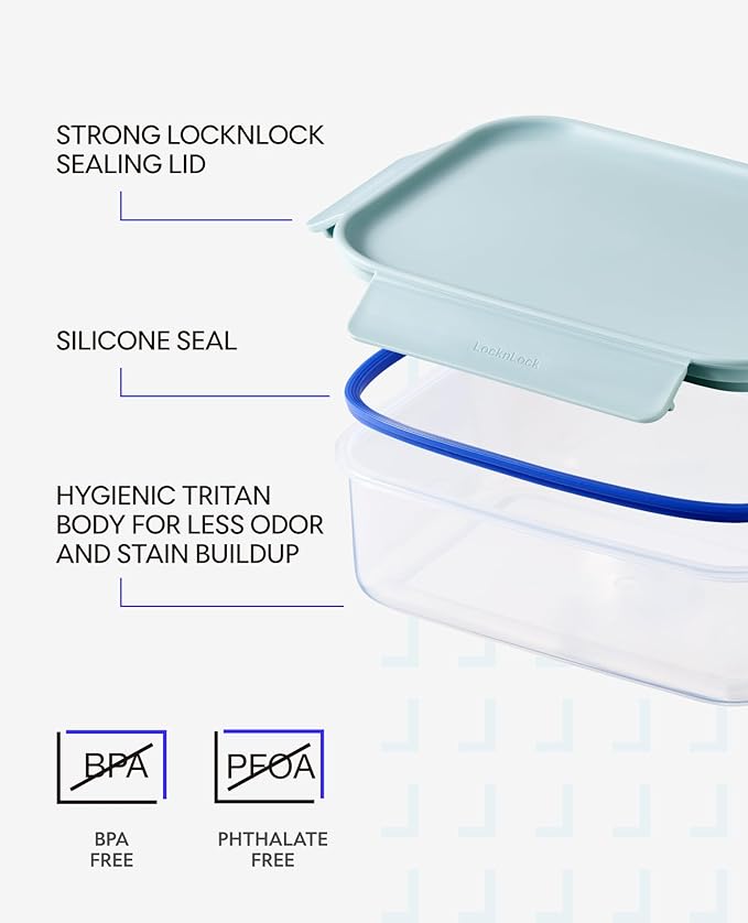 LocknLock Classic-Plus Plastic Food Storage Container | Airtight Plastic Food Storage Containers with Lids | BPA Free Stackable Food Storage for Meal Prep, Leakproof, Freezer & Dishwasher Safe, 3.8L